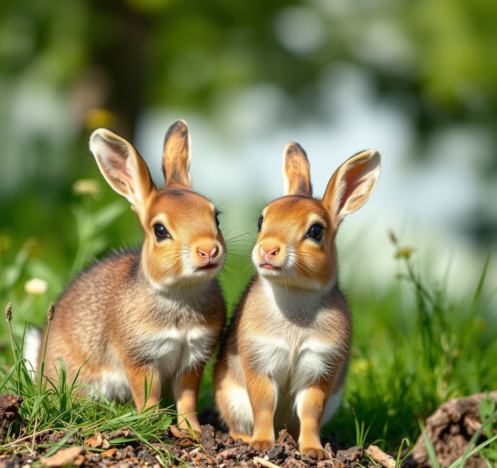 Ein glückliches Kaninchen knabbert genüsslich an frischem Heu in einem großzügigen, naturnahen Gehege.