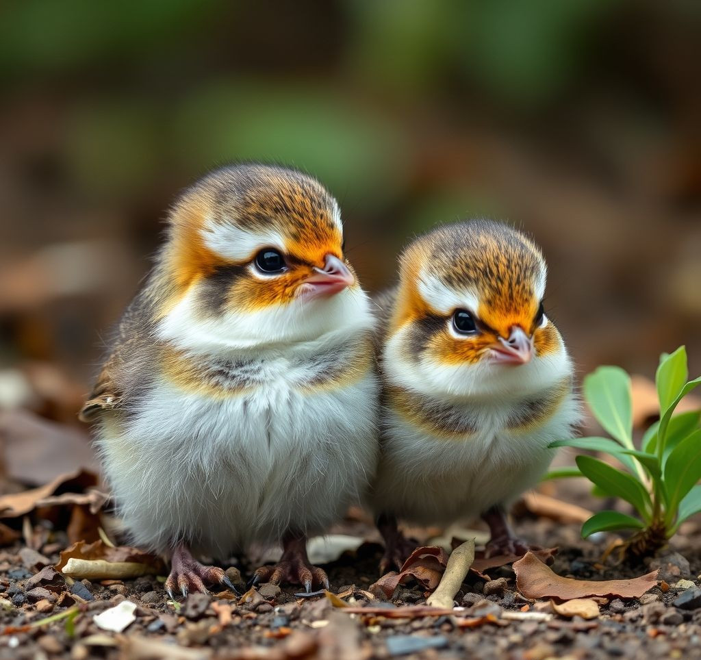 Zwei Zwergkaninchen erkunden neugierig ein geräumiges Gehege voller Heu und Verstecke.